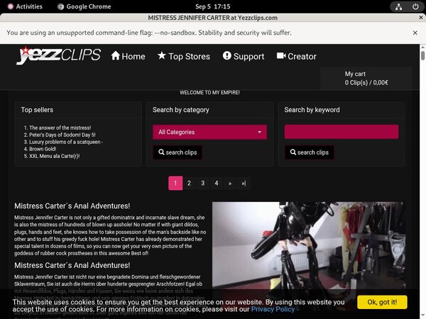 Mistress Jennifer Carter Payment